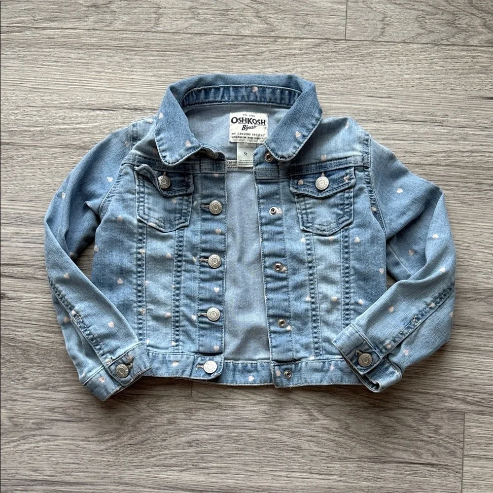 OshKosh B'gosh Light Blue Polka Dot Jean Jacket Size 5T